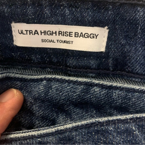 Social Tourist ultra high Rise Baggy wide leg cross over angled closure 27 - Picture 8 of 15